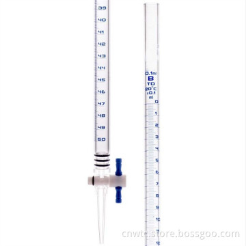 Borosilicate Glass Burette with Glass Key Straight PTFE Stopcock - 100ml